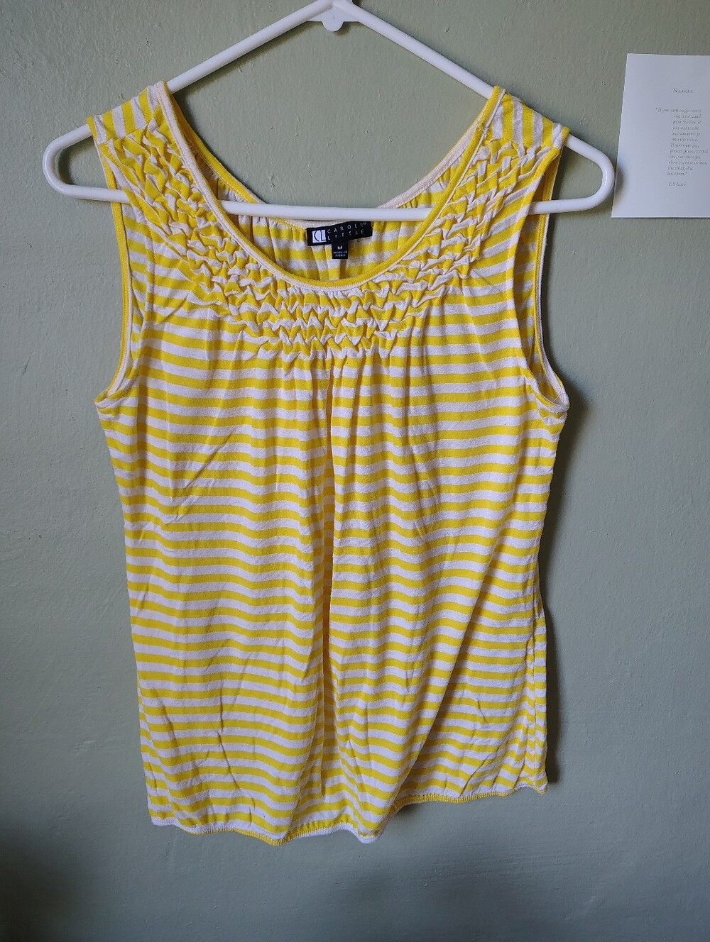Carole Little Women's Medium Yellow & White Striped Tank
